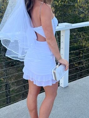 Amazon White Strapless Ruched Maxi Dress